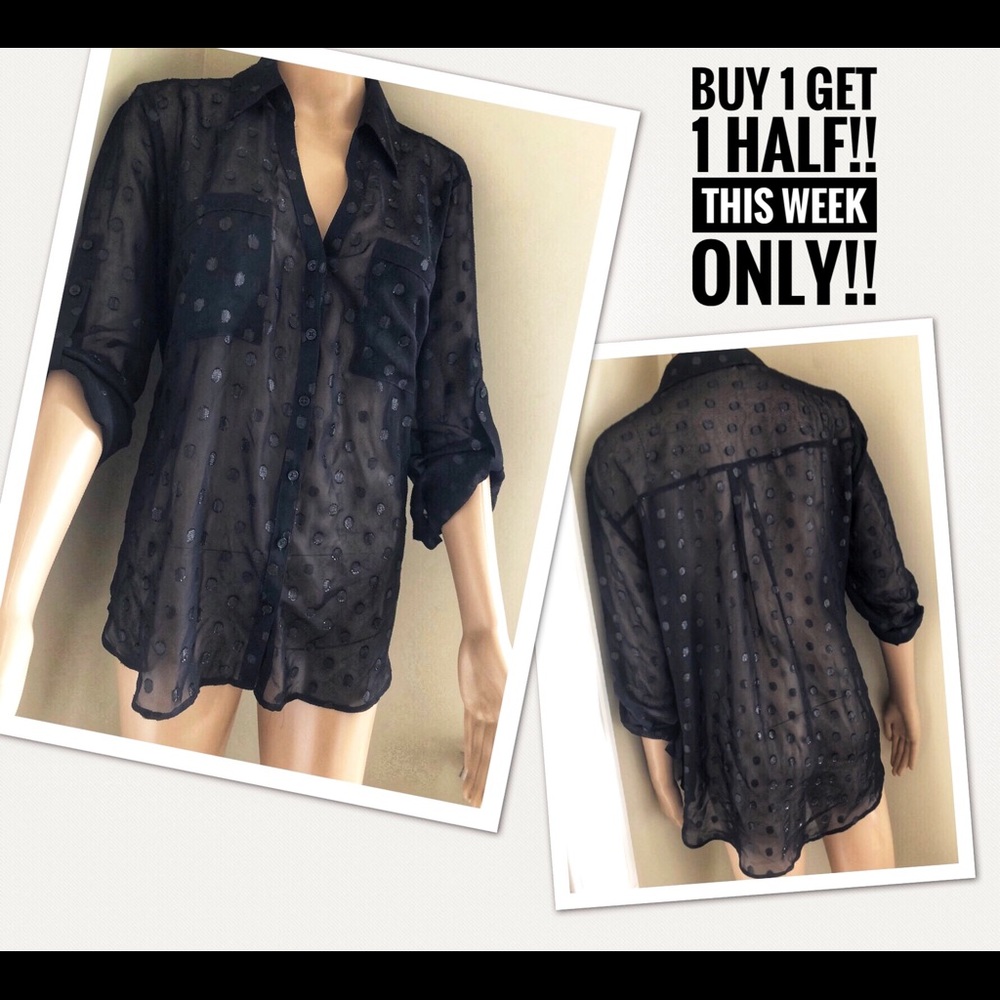 Express The PORTOFINO Black sheer polka dot large